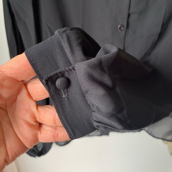 3/$20 Vintage Sarah Taylor black sheer beaded long sleeve blouse. - Picture 4 of 5